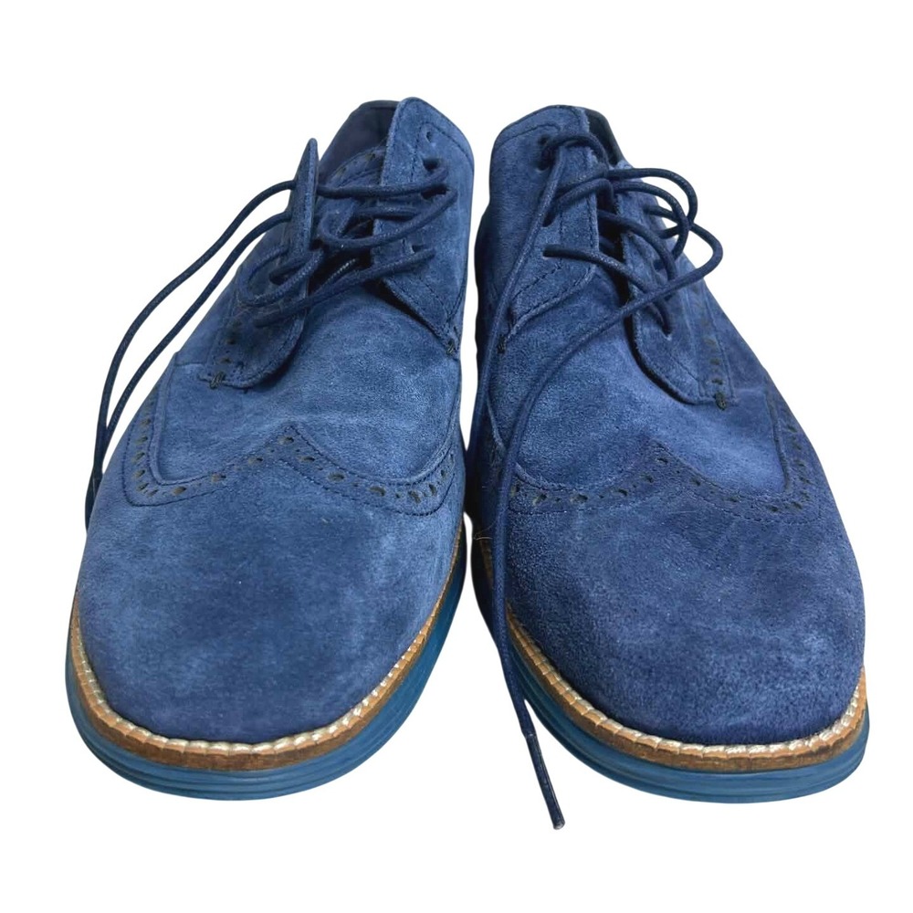 Cole Haan Grand.OS Blue Suede Wingtip Oxford Shoes C28650 Mens 11M